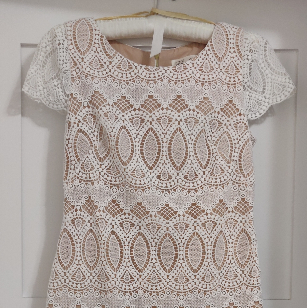 Eliza J Lace Cap Sleeve Shift Dress